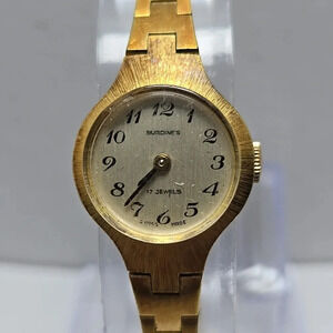 Vintage Burdines Gold Tone Watch 17 Jewels 19mm Dainty Manual Wind Running